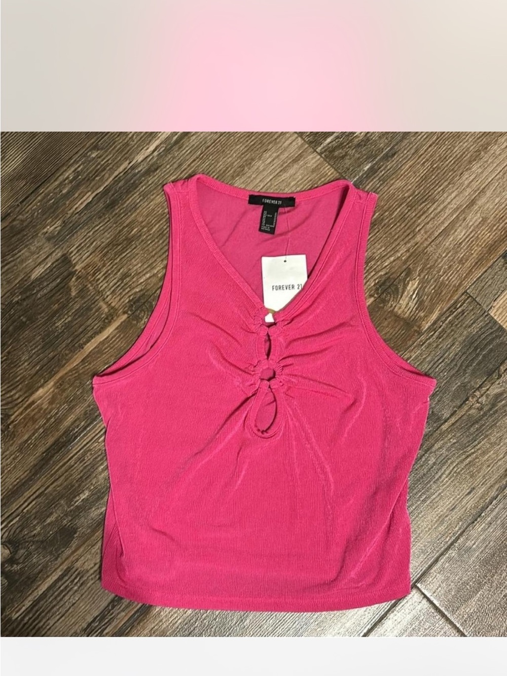 Forever 21 Hot Pink Knot-Front Ribbed Tank